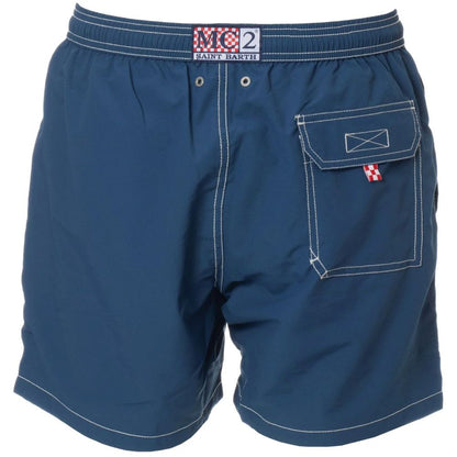 Blue Polyester Men's Swim Trunks