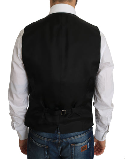 Elegant Black Silk Blend Formal Vest