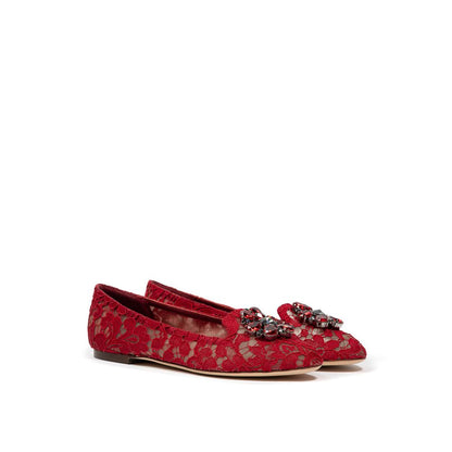 Red Viscose Flat Shoe