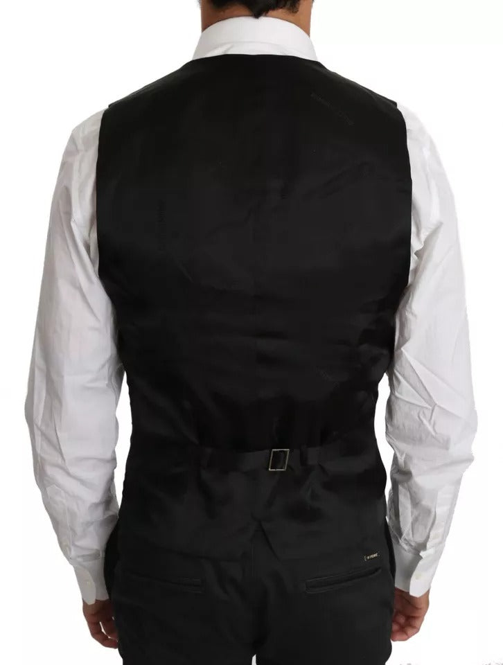 Black Wool Logo Waistcoat Vest