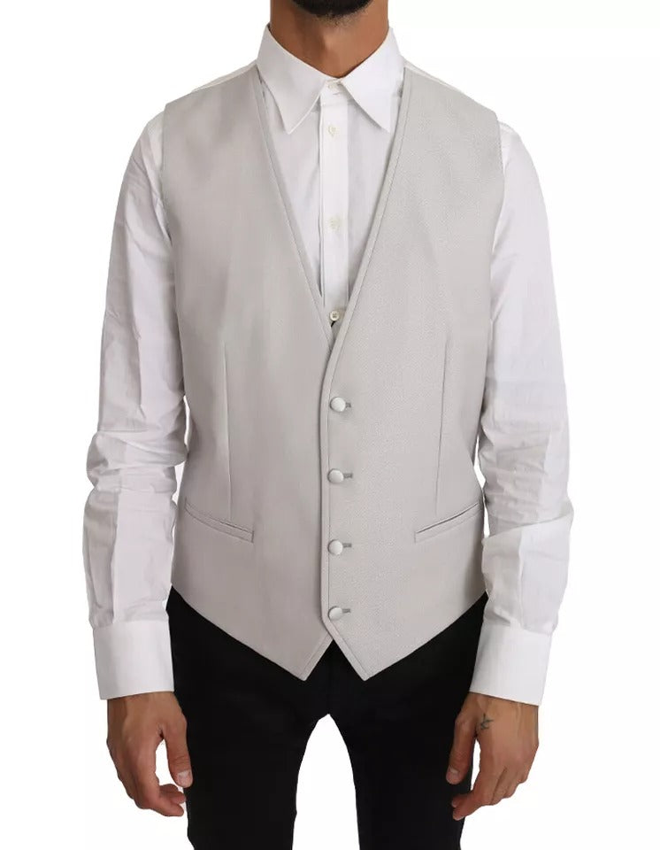 Light Gray Wool Silk Waistcoat Vest