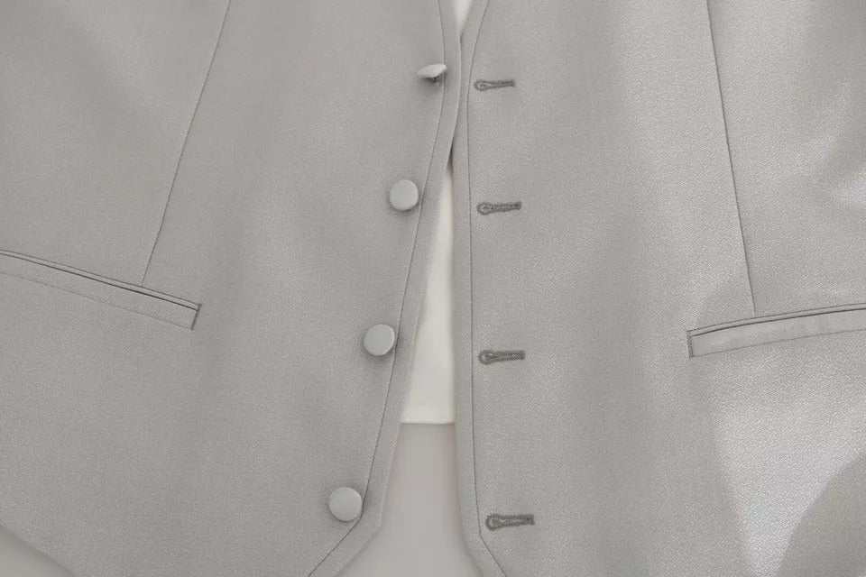 Light Gray Wool Silk Waistcoat Vest