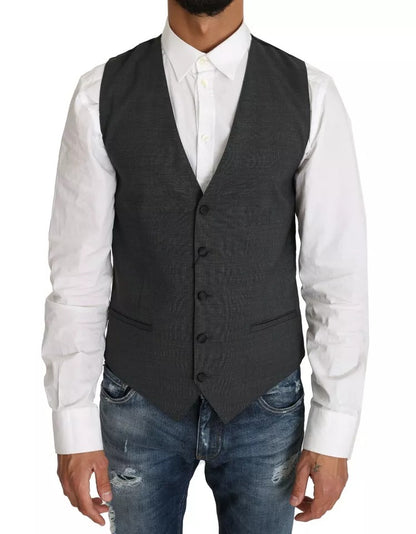 Gray Wool Dress Waistcoat Gillet Vest