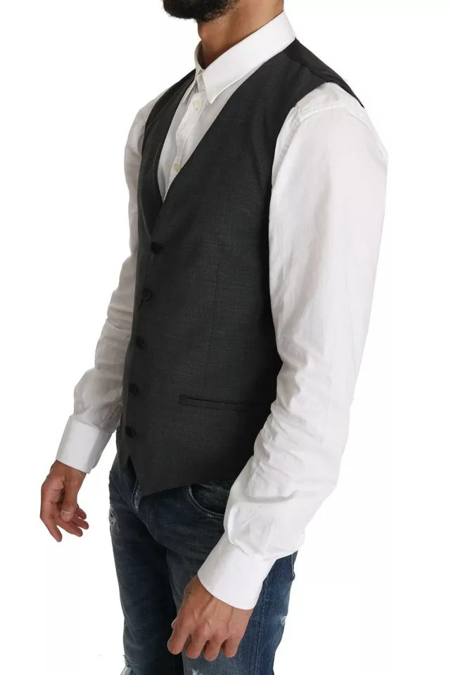 Gray Wool Dress Waistcoat Gillet Vest