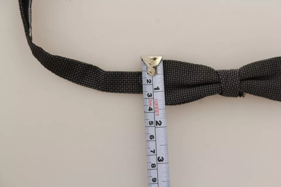 Gray Pattern Silk Adjustable Neck Bow Tie