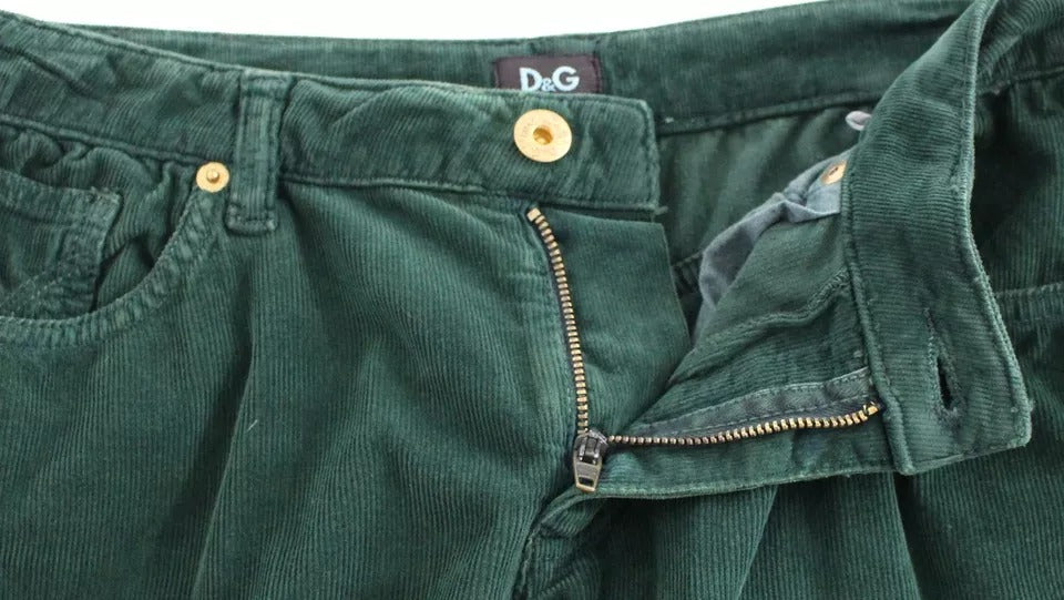 Green Cotton Corduroys SLIMMY Fit D&G Pants