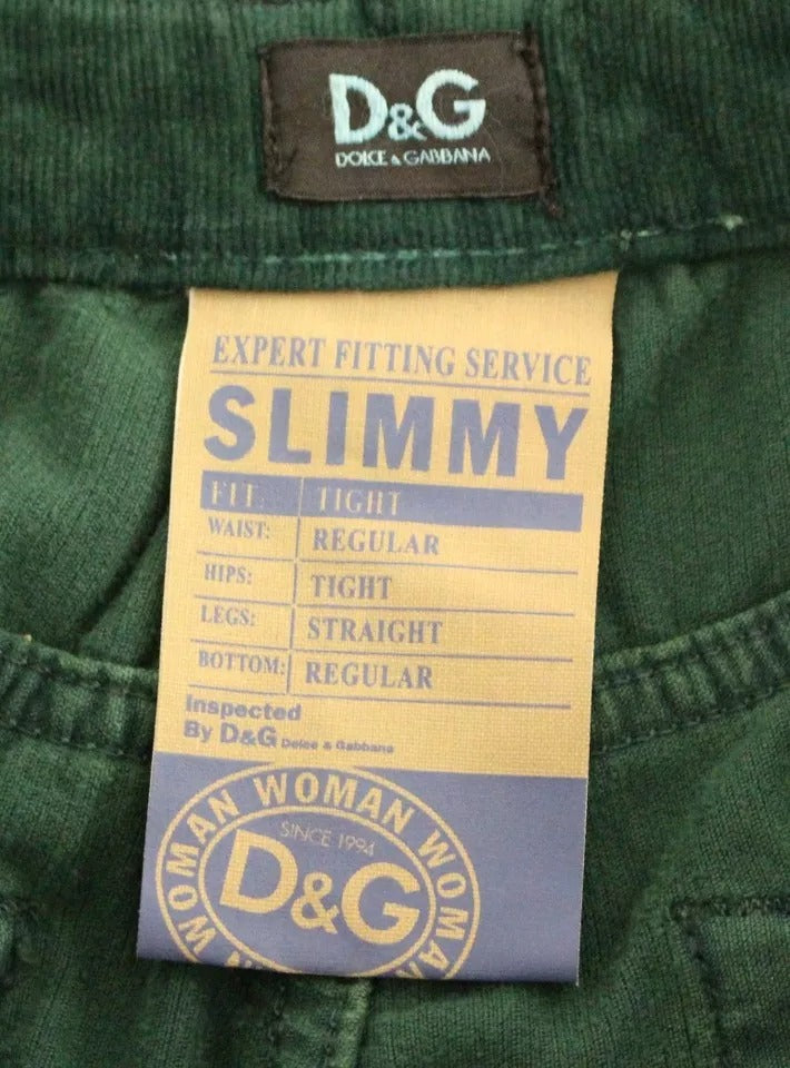 Green Cotton Corduroys SLIMMY Fit D&G Pants