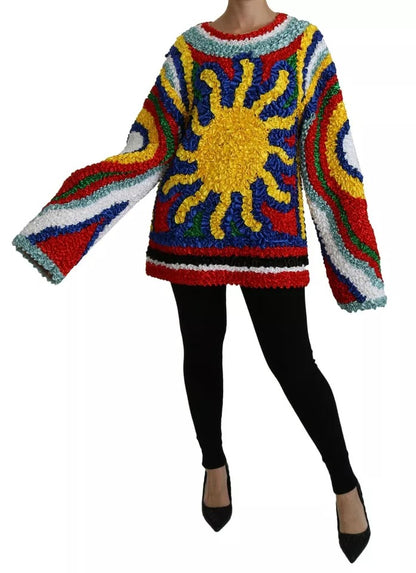 Multicolor Sun Ruffled Top Blouse Sweater