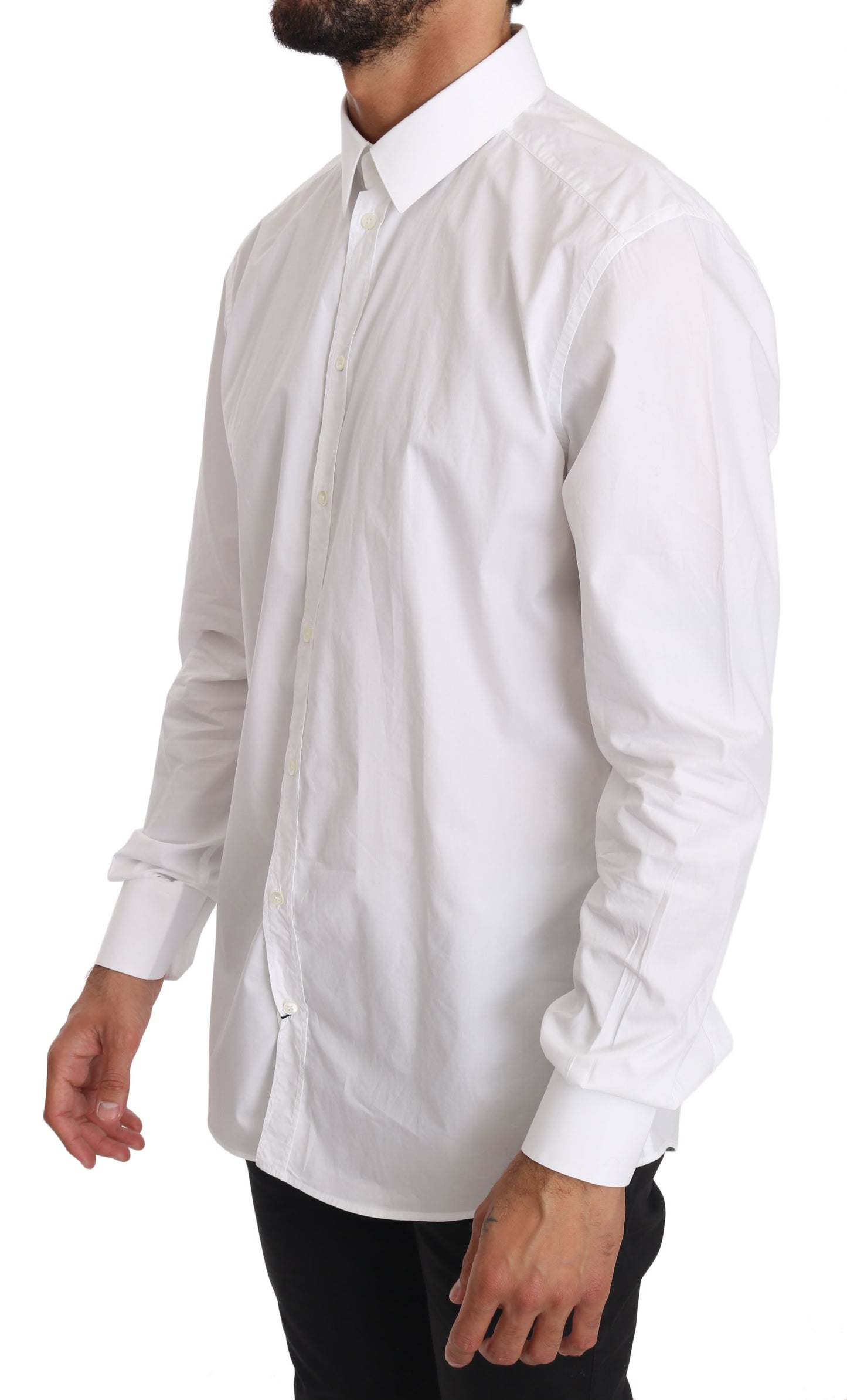 Camisa elegante de corte entallado en color blanco puro