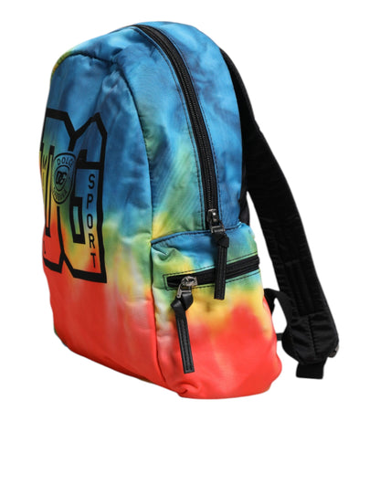 Multicolor Tie Dye Nylon Logo Print Kids Backpack Bag