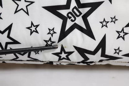 White DG Stars Print Nylon School Backpack Bag