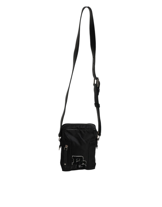 Nylon negro de cuero DG Patch Messenger Crossbody Bag