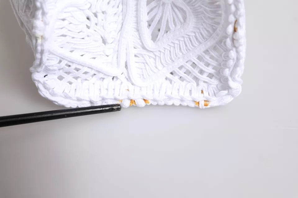 White Cordonetto Lace Beatrice Shopping Tote Bag