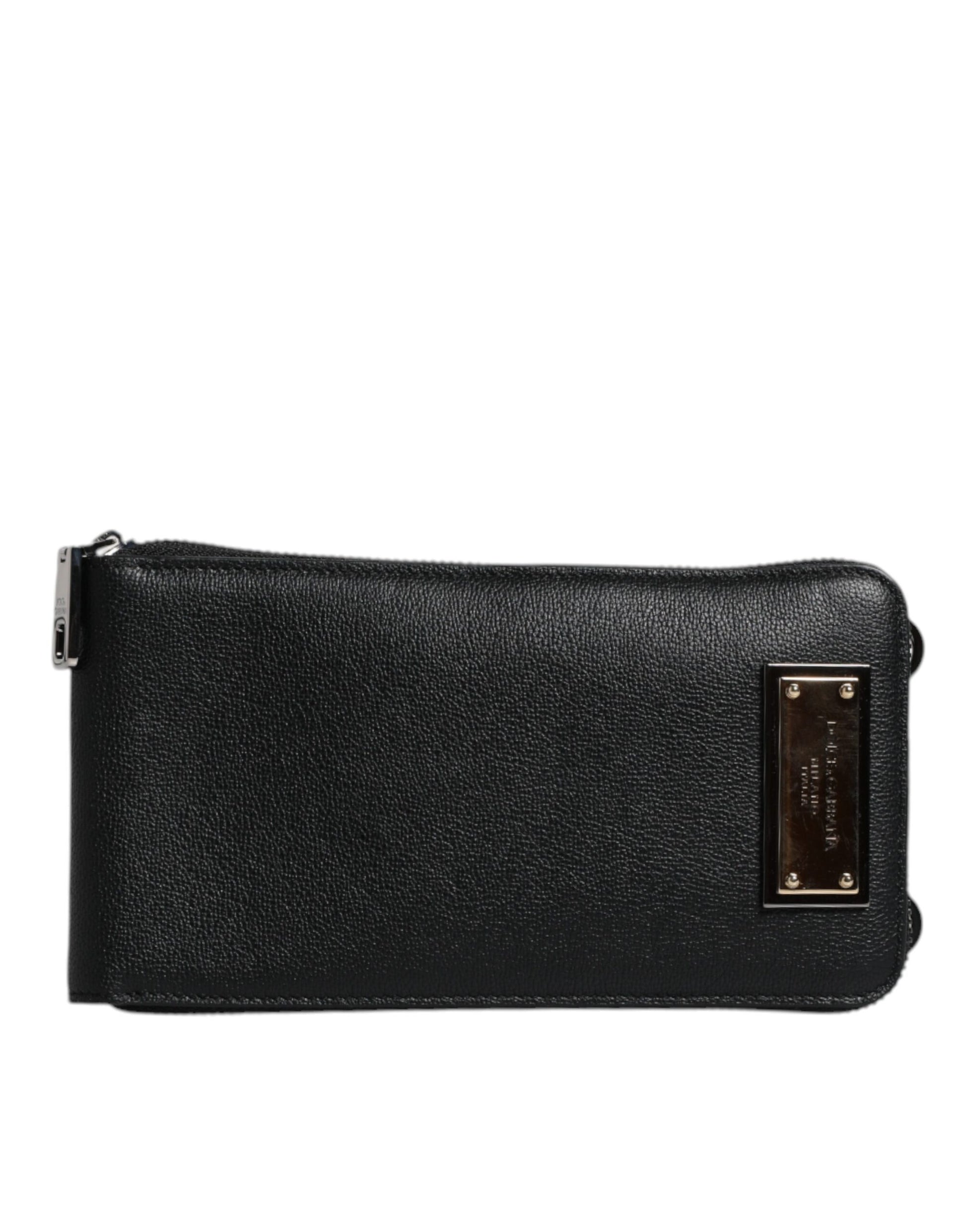 Bolso de cuero negro Crossbody Sling Phone Bag