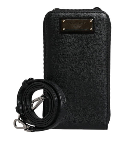 Bolso de cuero negro Crossbody Sling Phone Bag