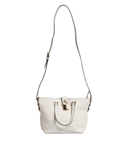 White Leather Top Handle Tote Crossbody Bag