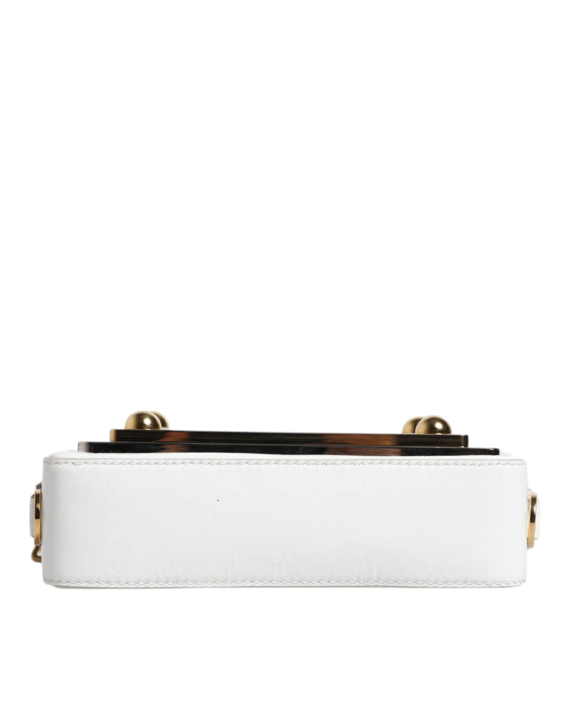 White Leather Logo Plaque Crossbody Bag