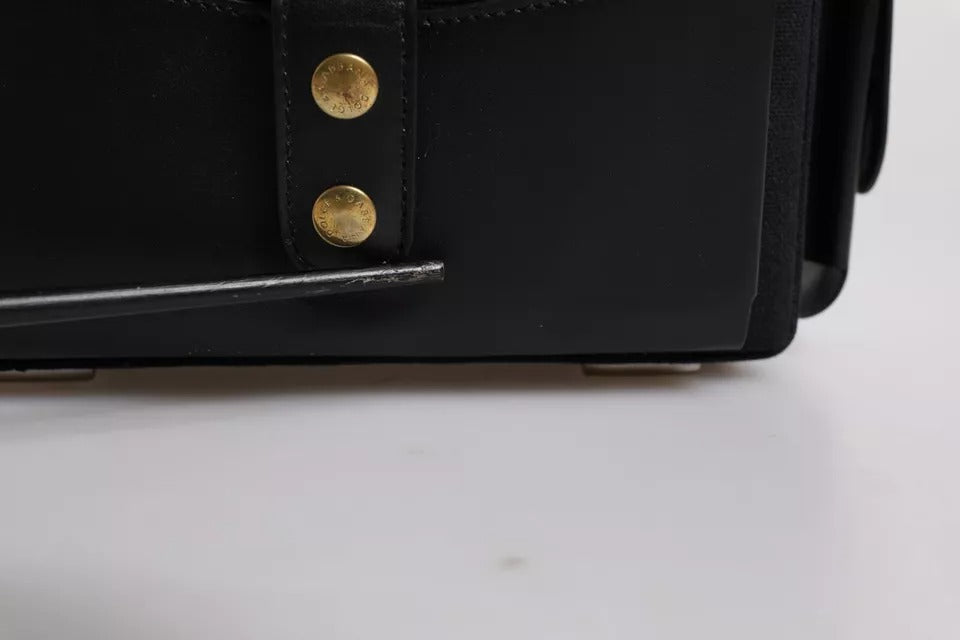 Black Leather Crossbody Top Handle Bag