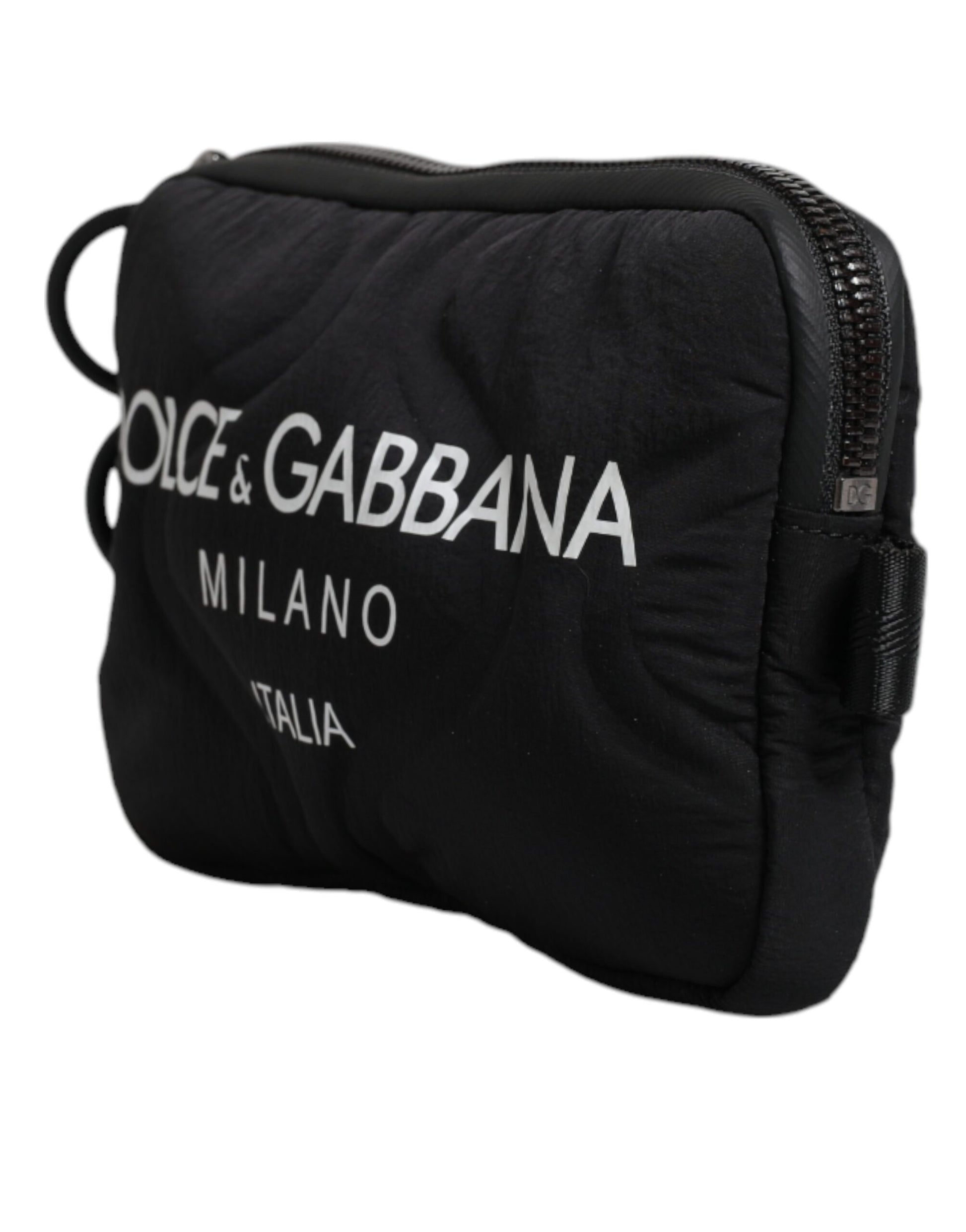 Bolso bandolera de nailon negro con logotipo