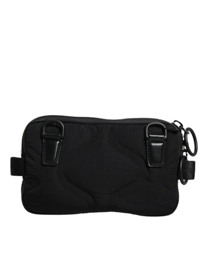 Bolso bandolera de nailon negro con logotipo