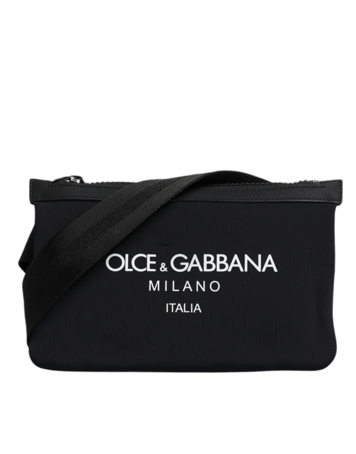 Bolso bandolera de nailon negro con logotipo