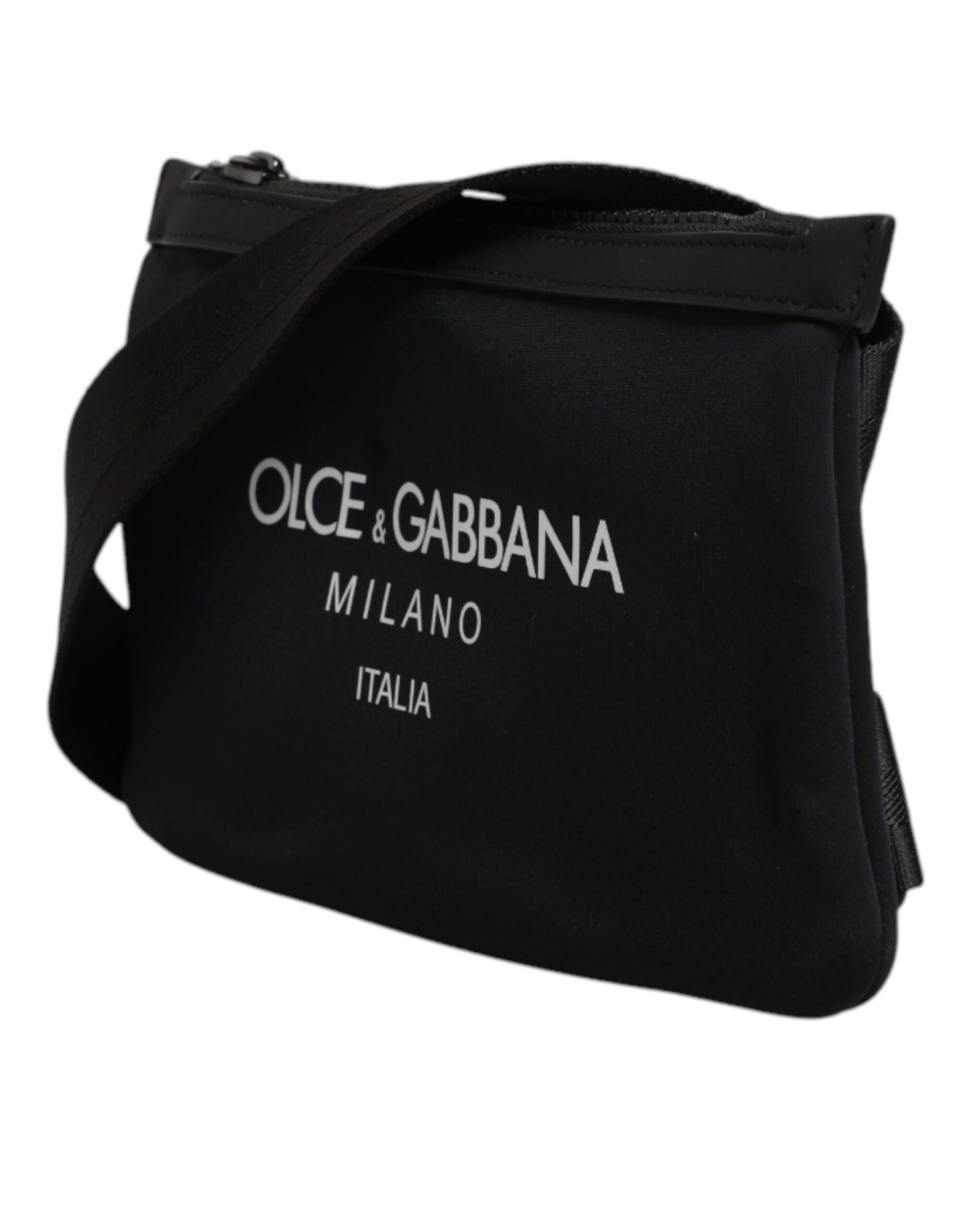 Bolso bandolera de nailon negro con logotipo