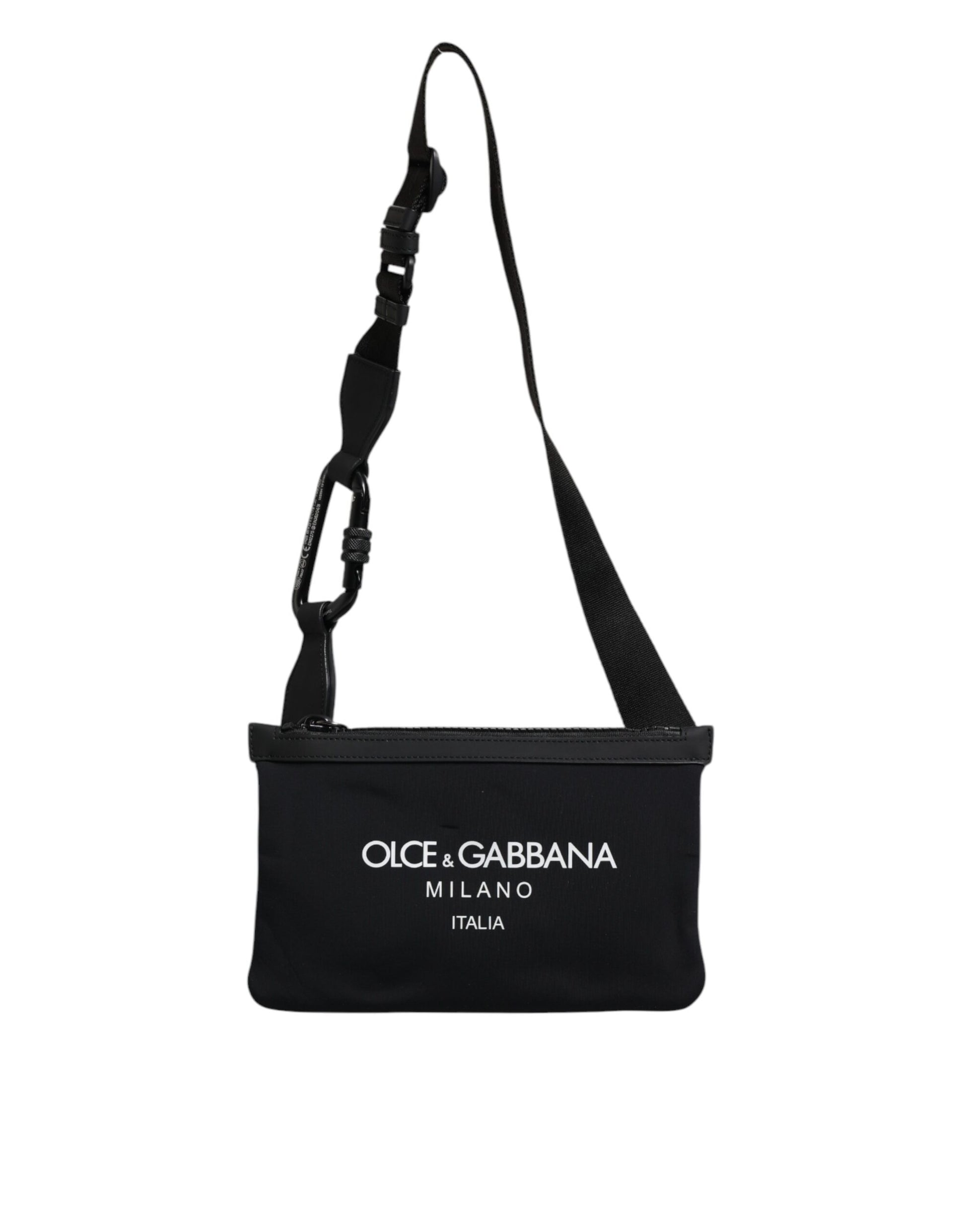 Bolso bandolera de nailon negro con logotipo