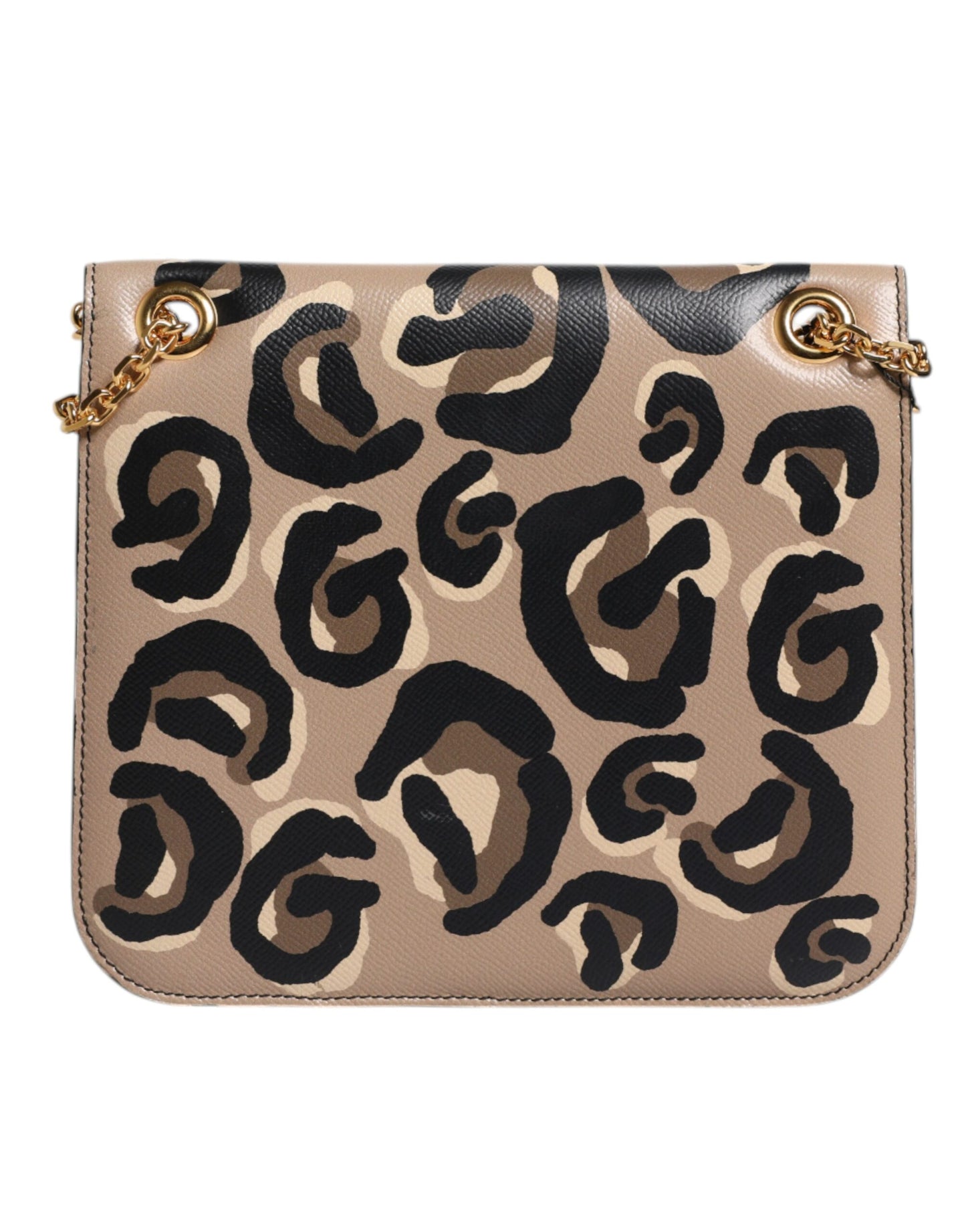 Beige DG Leopard Pattern Leather Crossbody Bag