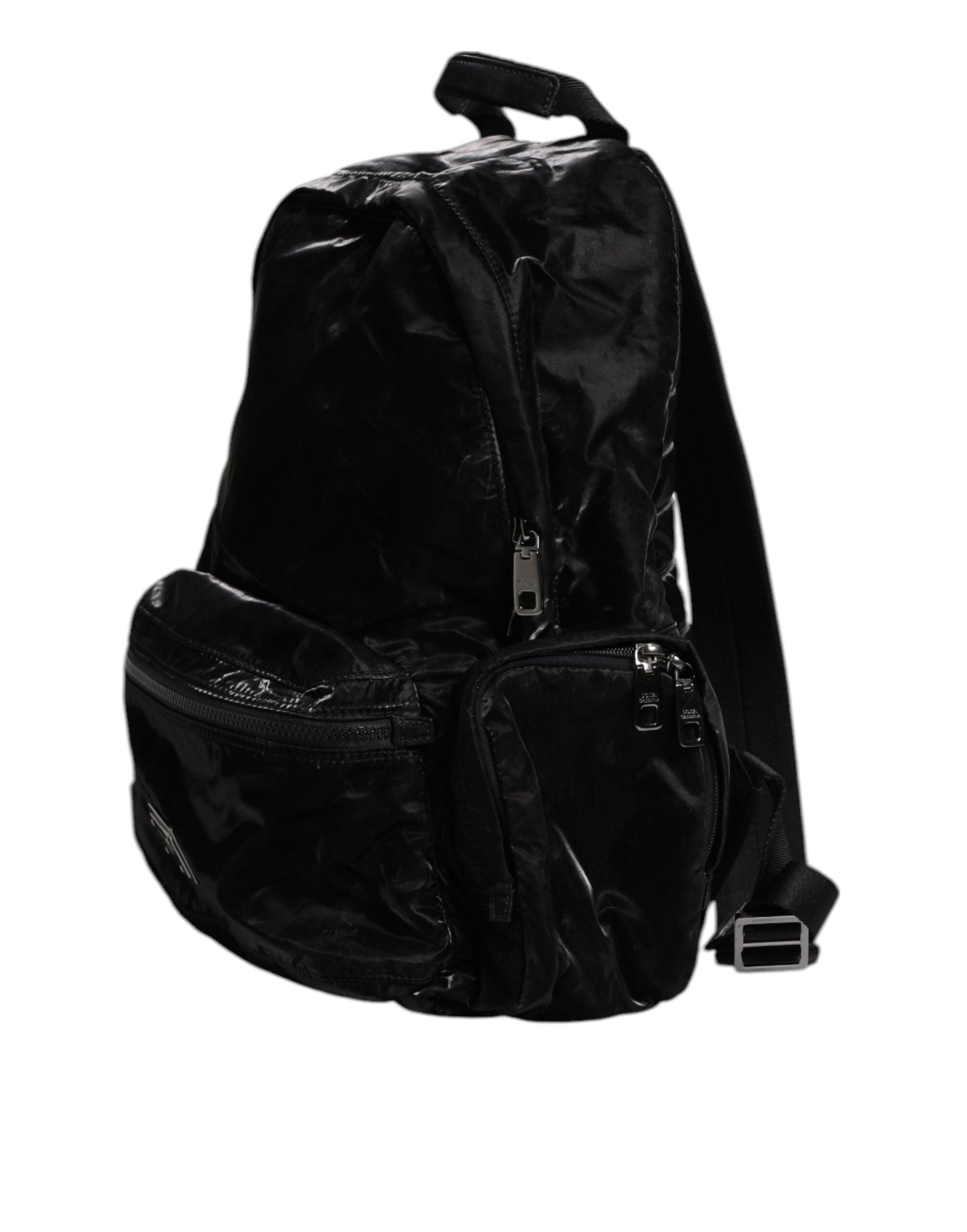 Mochila escolar de viaje con placa de logotipo de nailon negro