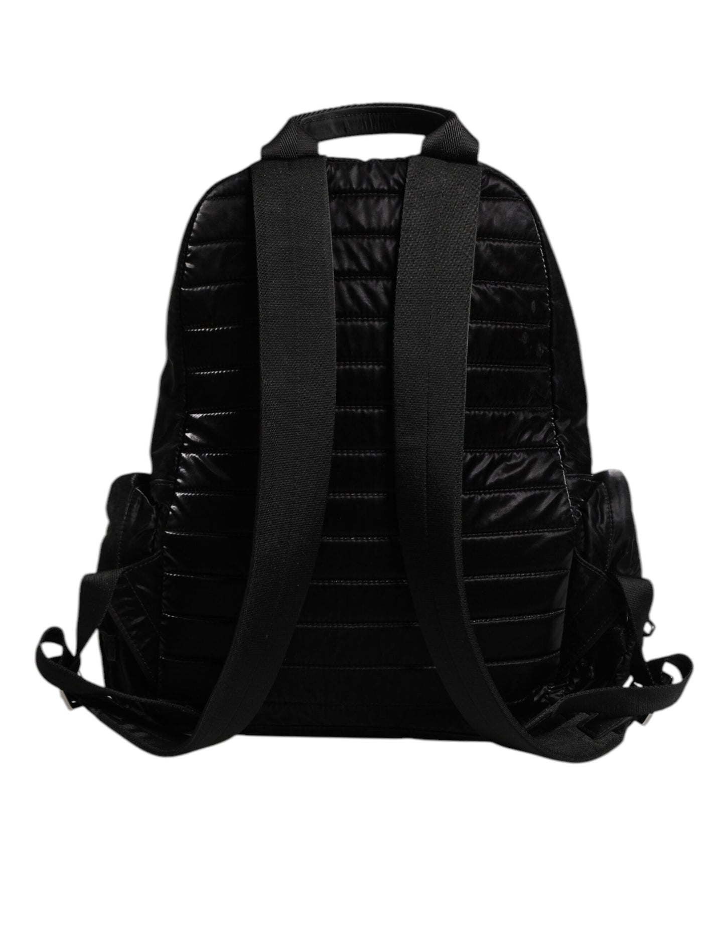 Mochila escolar de viaje con placa de logotipo de nailon negro