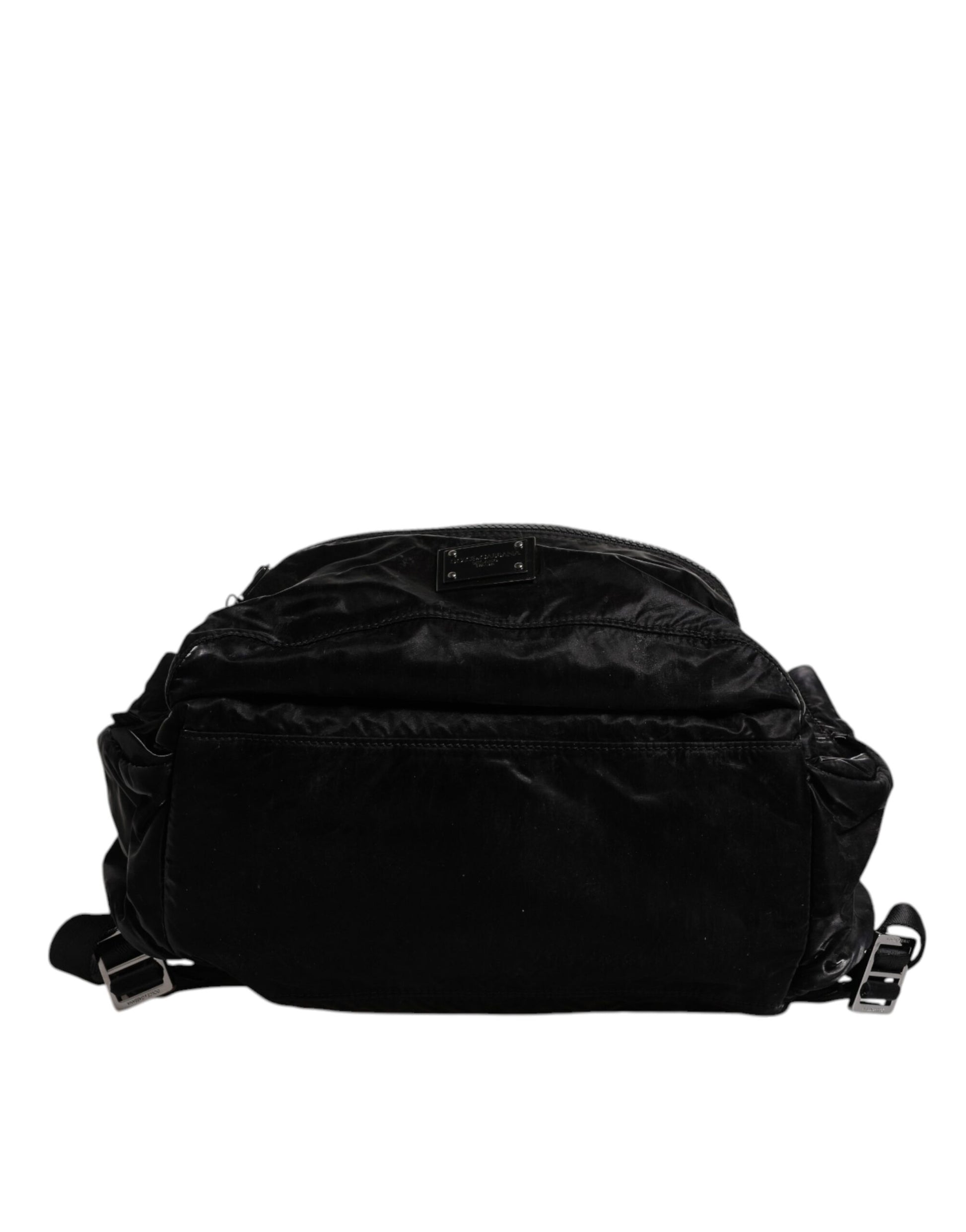 Mochila escolar de viaje con placa de logotipo de nailon negro