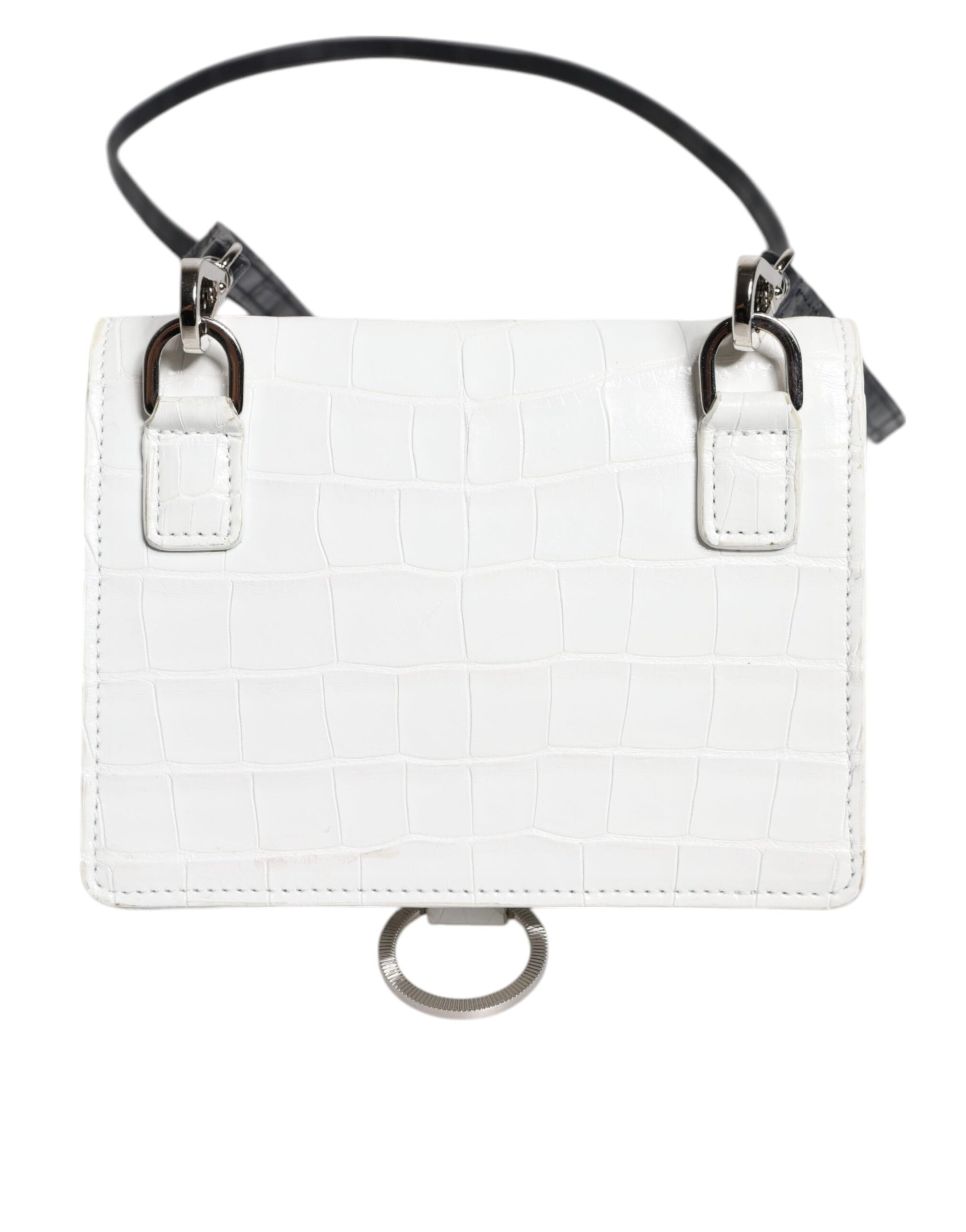 White Blue Leather Bifold Crossbody Sling Wallet