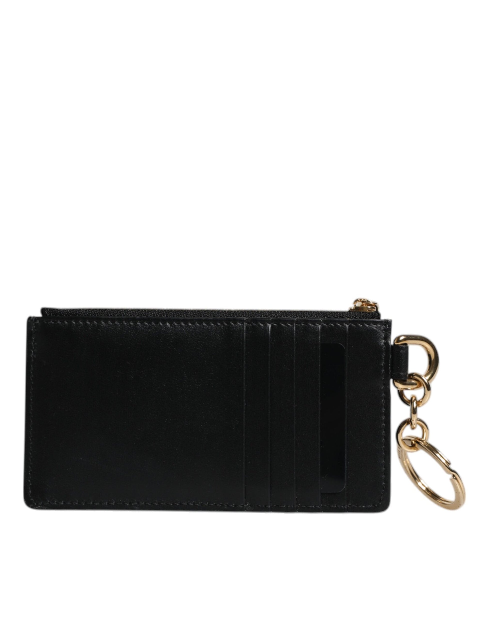 Black Calfskin Leather DG Logo Card Holder Wallet