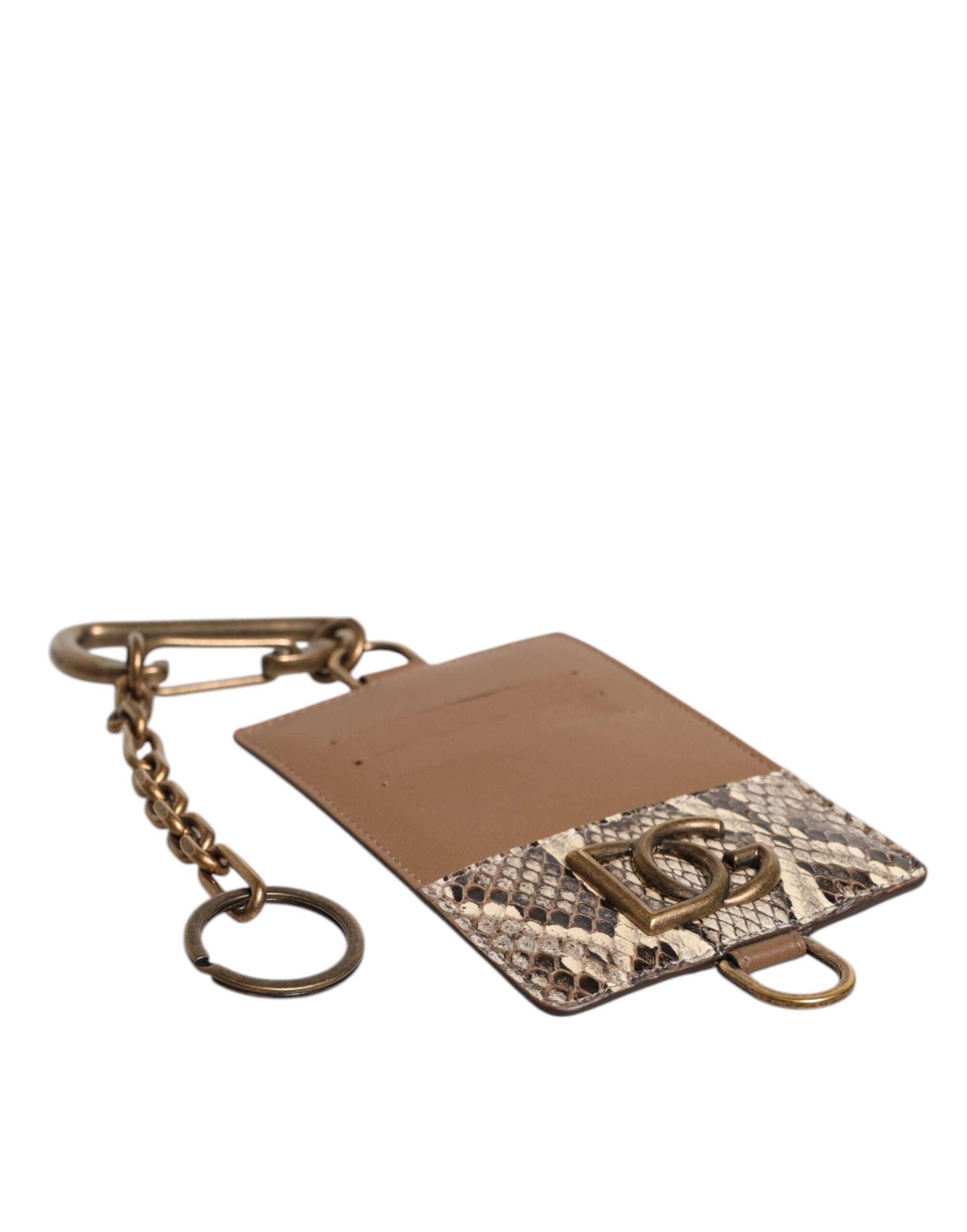 Tarjetero de Piel Exótica Marrón Cartera con Logotipo DG