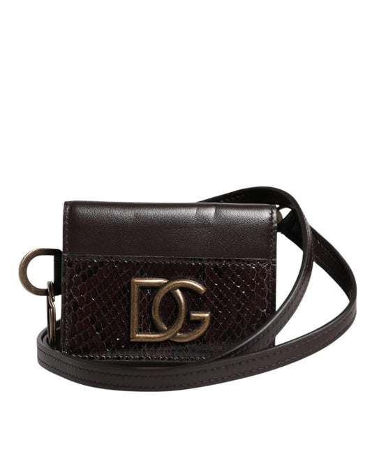 Cartera tríptico Crossbody de piel exótica negra