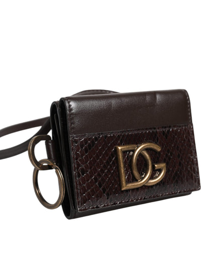 Cartera tríptico Crossbody de piel exótica negra