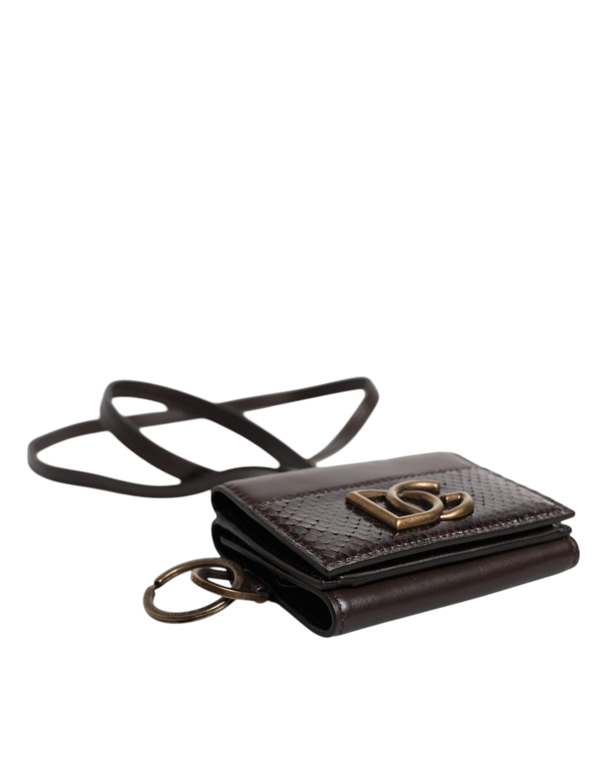 Cartera tríptico Crossbody de piel exótica negra