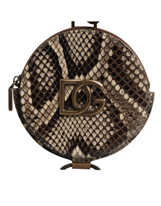 Marrón redondo de cuero DG Logo Monedero Lanyard Cartera