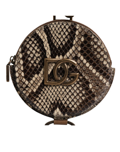 Marrón redondo de cuero DG Logo Monedero Lanyard Cartera