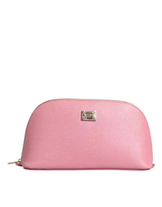 Piel rosa DG Logo Zip Alrededor de la mano Monedero Cartera