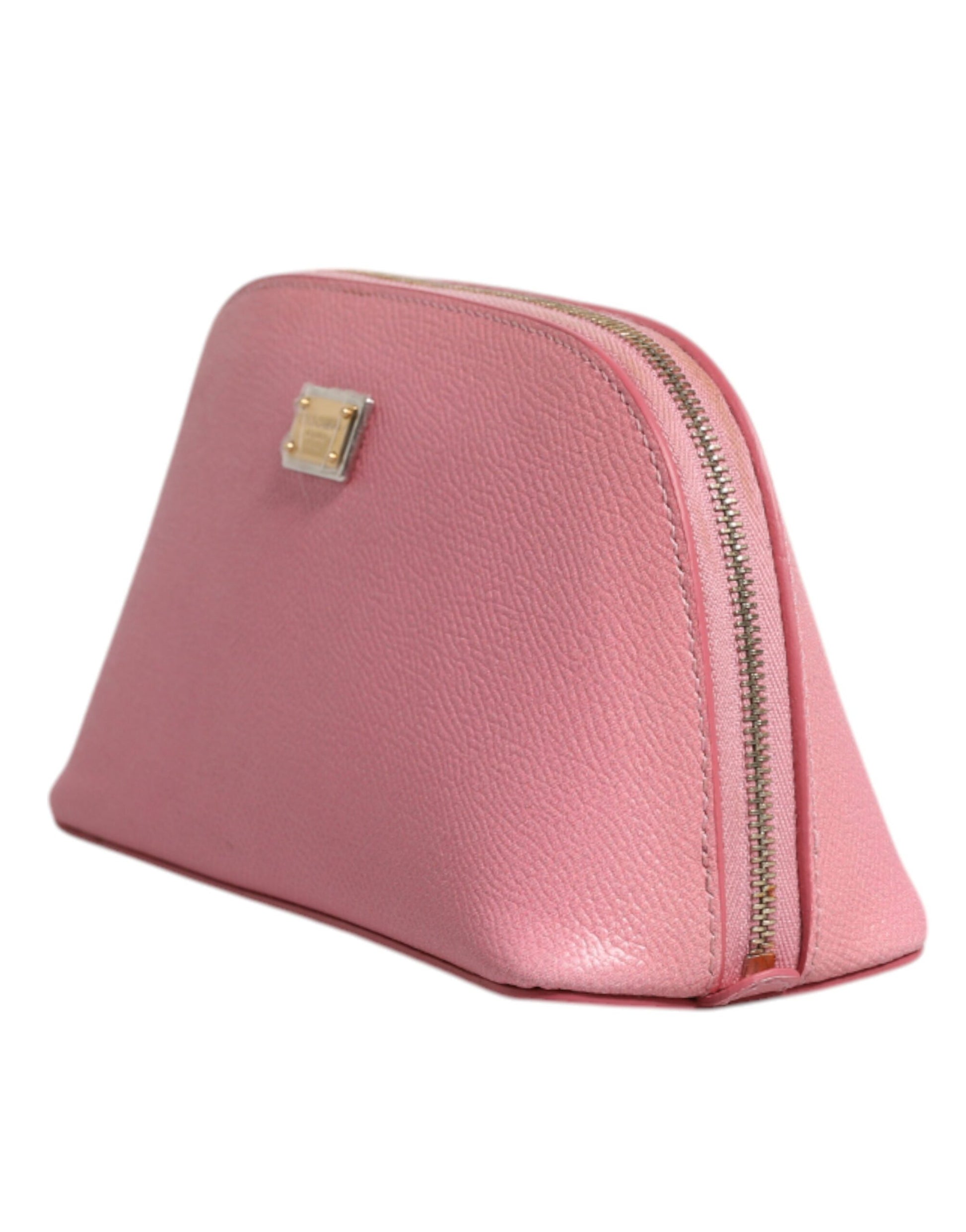 Piel rosa DG Logo Zip Alrededor de la mano Monedero Cartera
