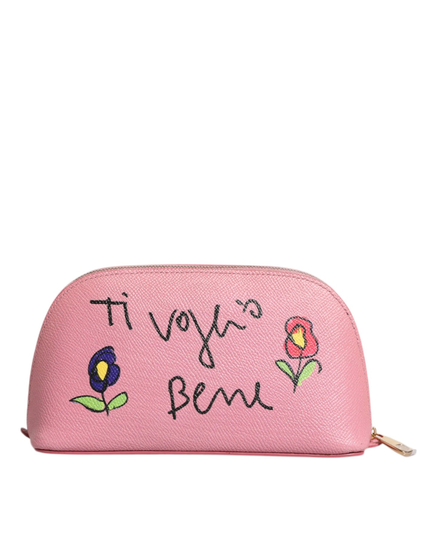 Piel rosa DG Logo Zip Alrededor de la mano Monedero Cartera