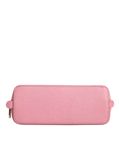 Piel rosa DG Logo Zip Alrededor de la mano Monedero Cartera
