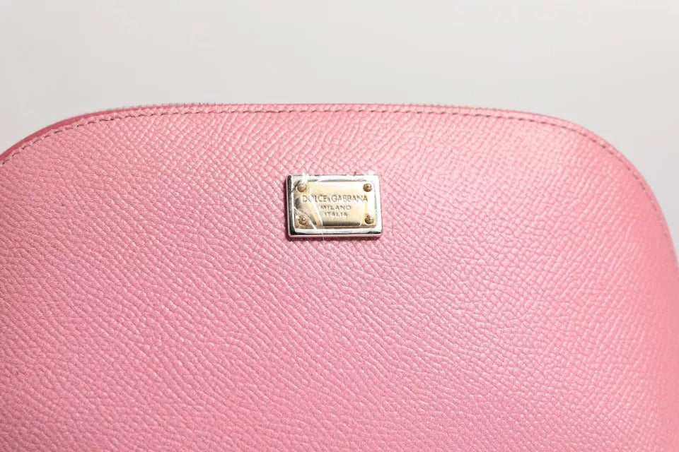 Piel rosa DG Logo Zip Alrededor de la mano Monedero Cartera