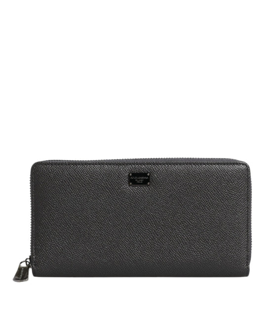 Cartera Continental con Cremallera y Logo DG de Piel Gris Oscuro