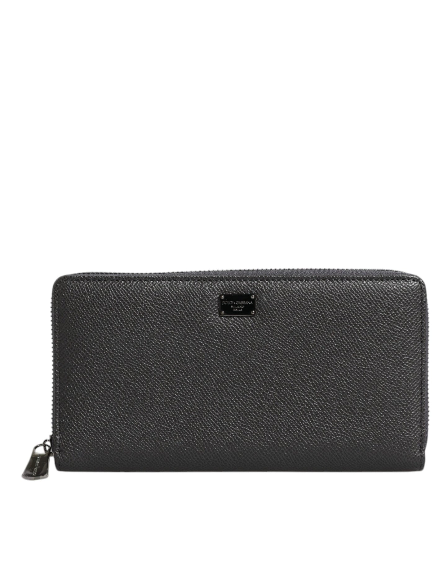 Cartera Continental con Cremallera y Logo DG de Piel Gris Oscuro