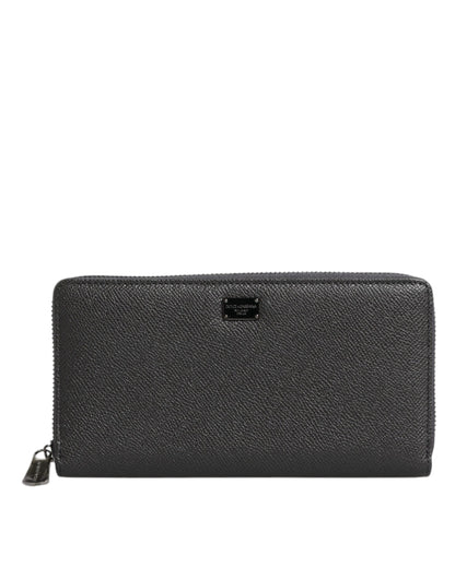 Cartera Continental con Cremallera y Logo DG de Piel Gris Oscuro