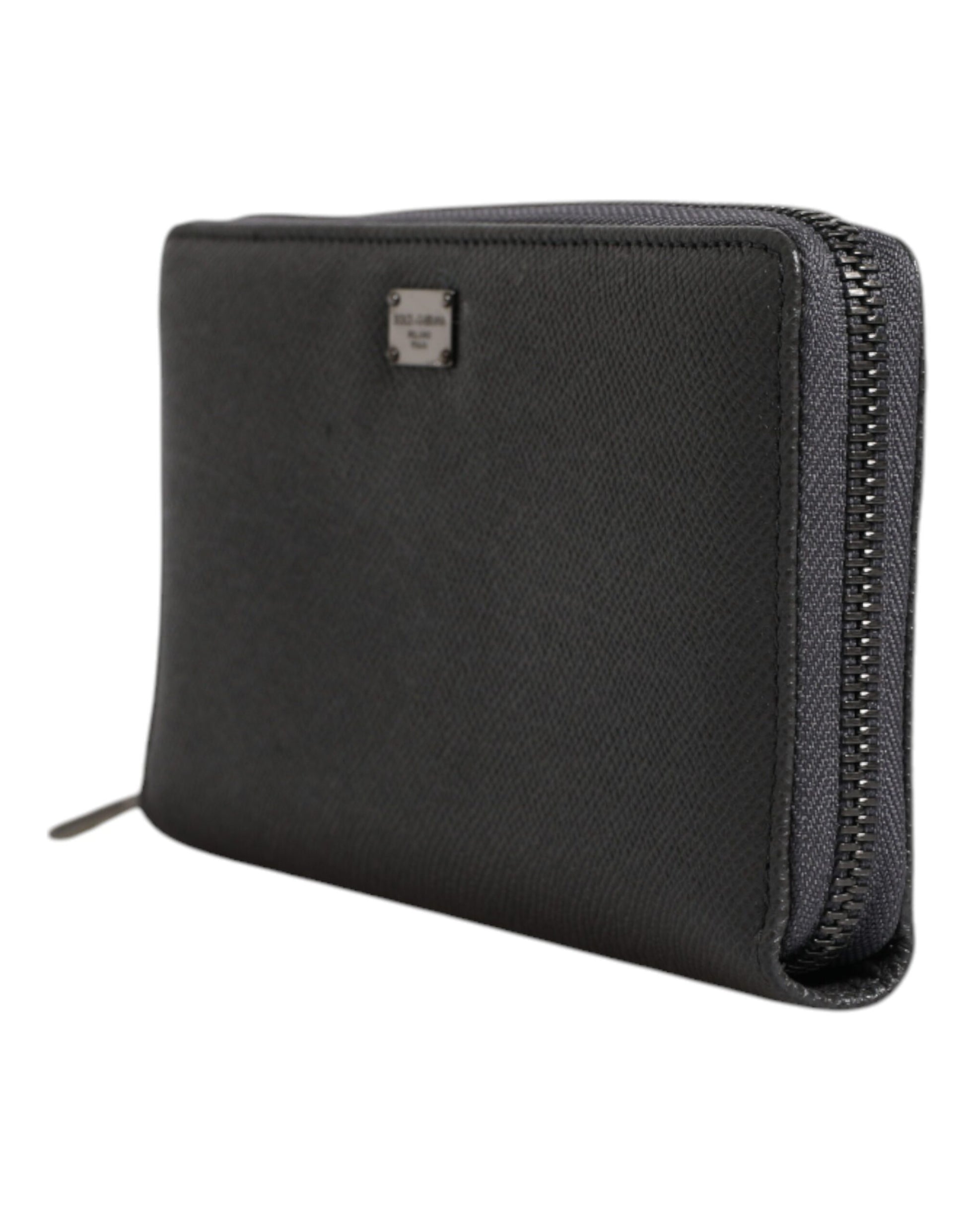 Cartera Continental con Cremallera y Logo DG de Piel Gris Oscuro