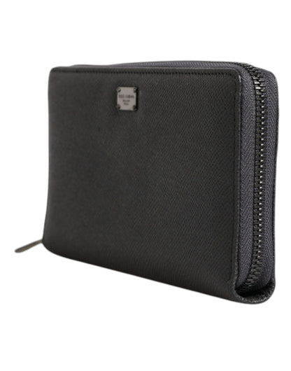 Cartera Continental con Cremallera y Logo DG de Piel Gris Oscuro