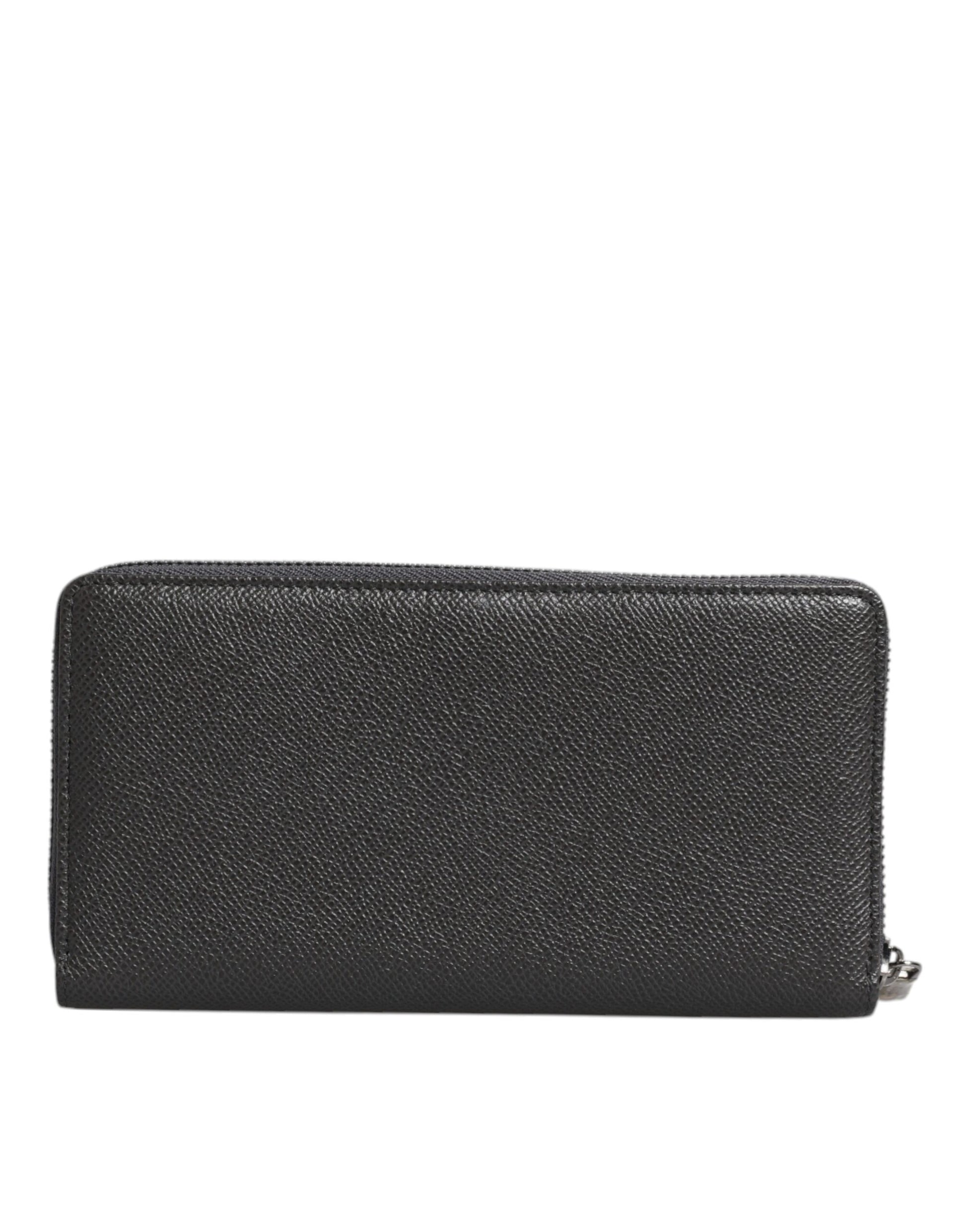 Cartera Continental con Cremallera y Logo DG de Piel Gris Oscuro